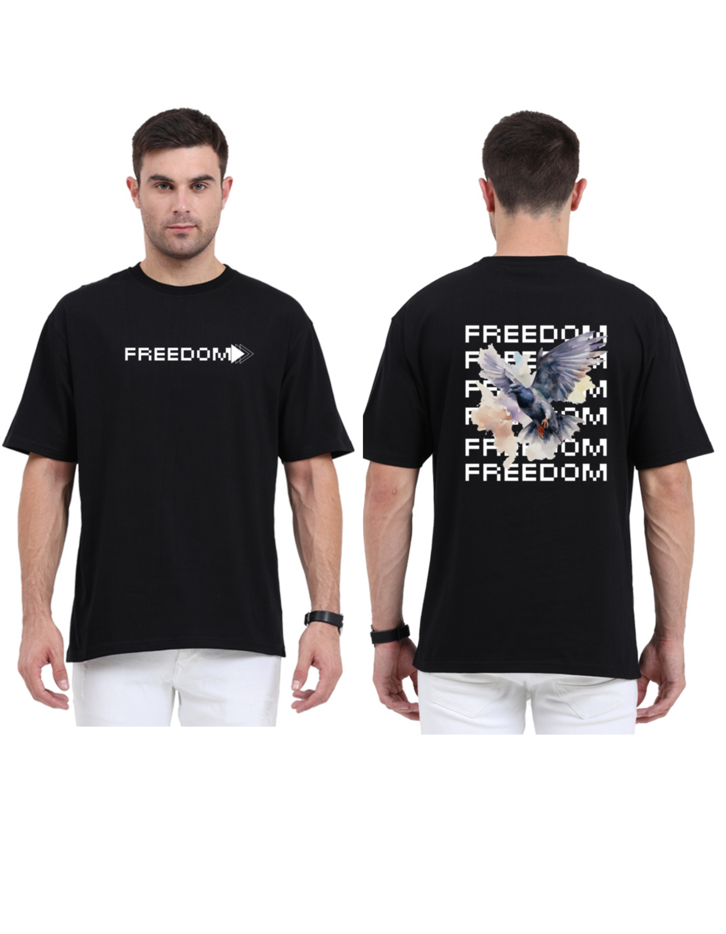 Freedom Oversized Round Neck Cotton T-shirt